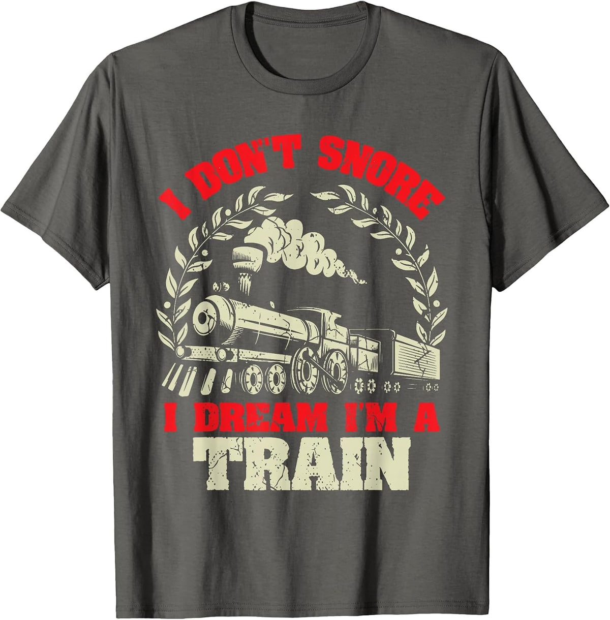 Railway Railroad Conductor Locomotive Steam Train Collector T-Shirt - Asphalt Grey
