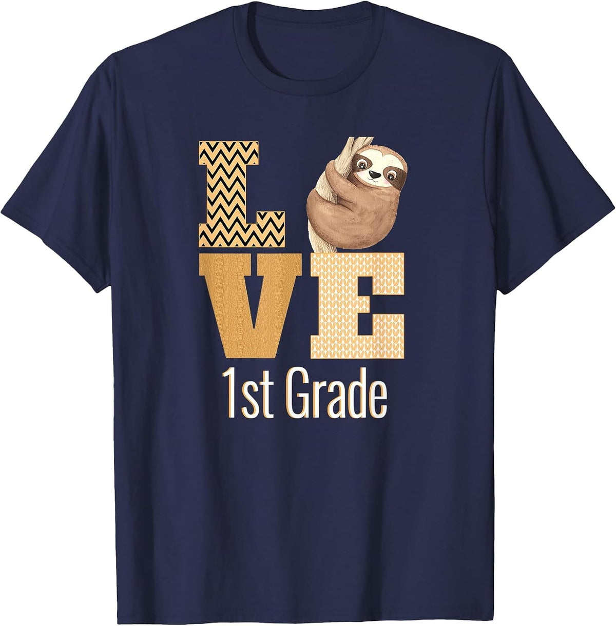 Love 1st Grade Sloth First Grade Teacher Back to School T-Shirt - Navy Blue