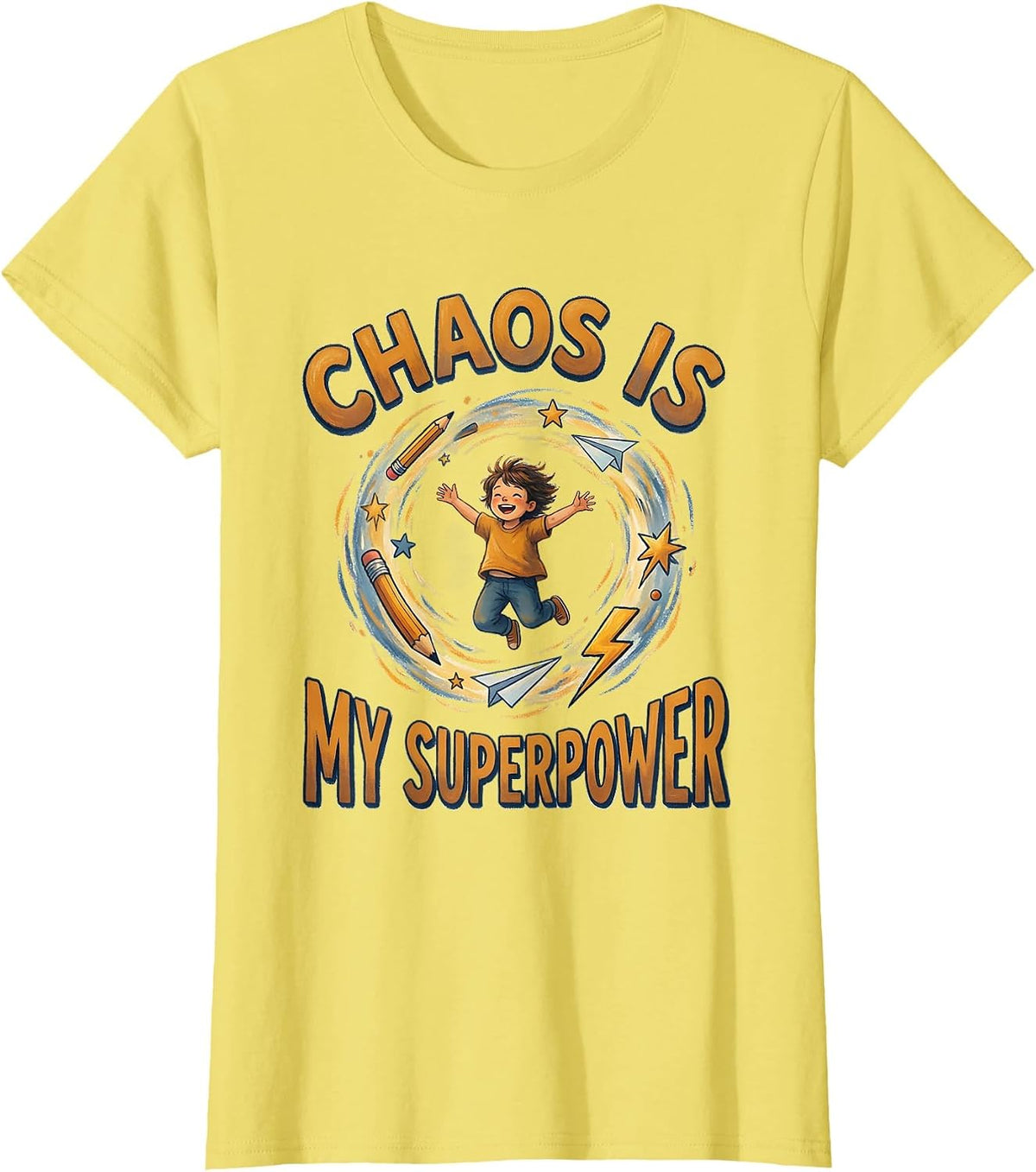 Chaos Is My Superpower ADHD Awareness Design T-Shirt - Lemon Yellow