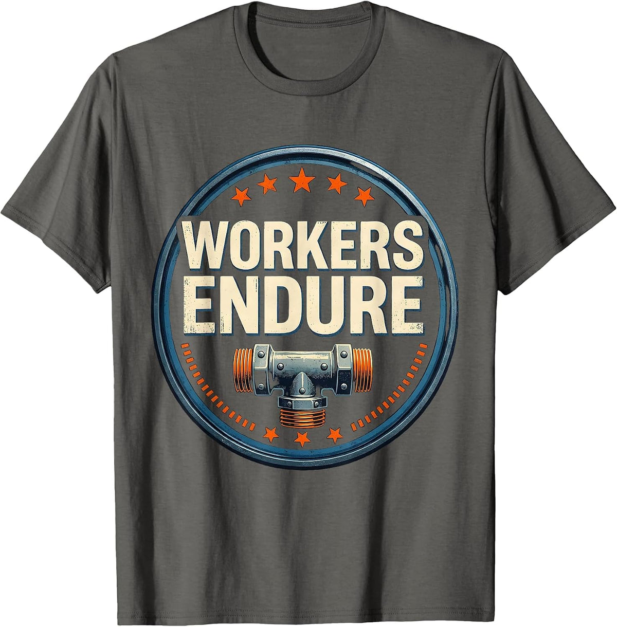 Workers Endure Stencil Union Worker Solidarity Skilled T-Shirt - Asphalt Grey