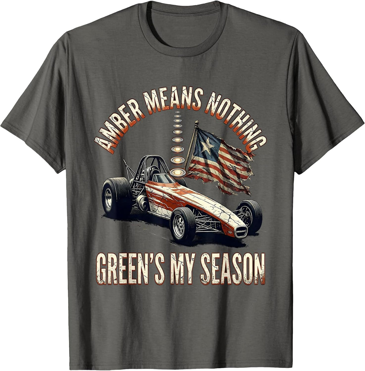 Men's Amber Means Nothing Green's My Season Distressed RC Car Drag T-Shirt - Asphalt Grey
