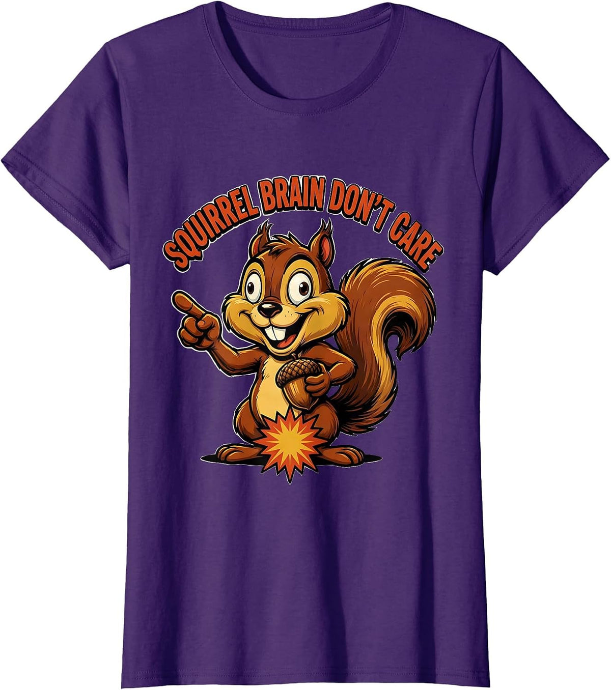 Women's Squirrel Brain Don't Care ADHD Awareness Design T-Shirt - Purple