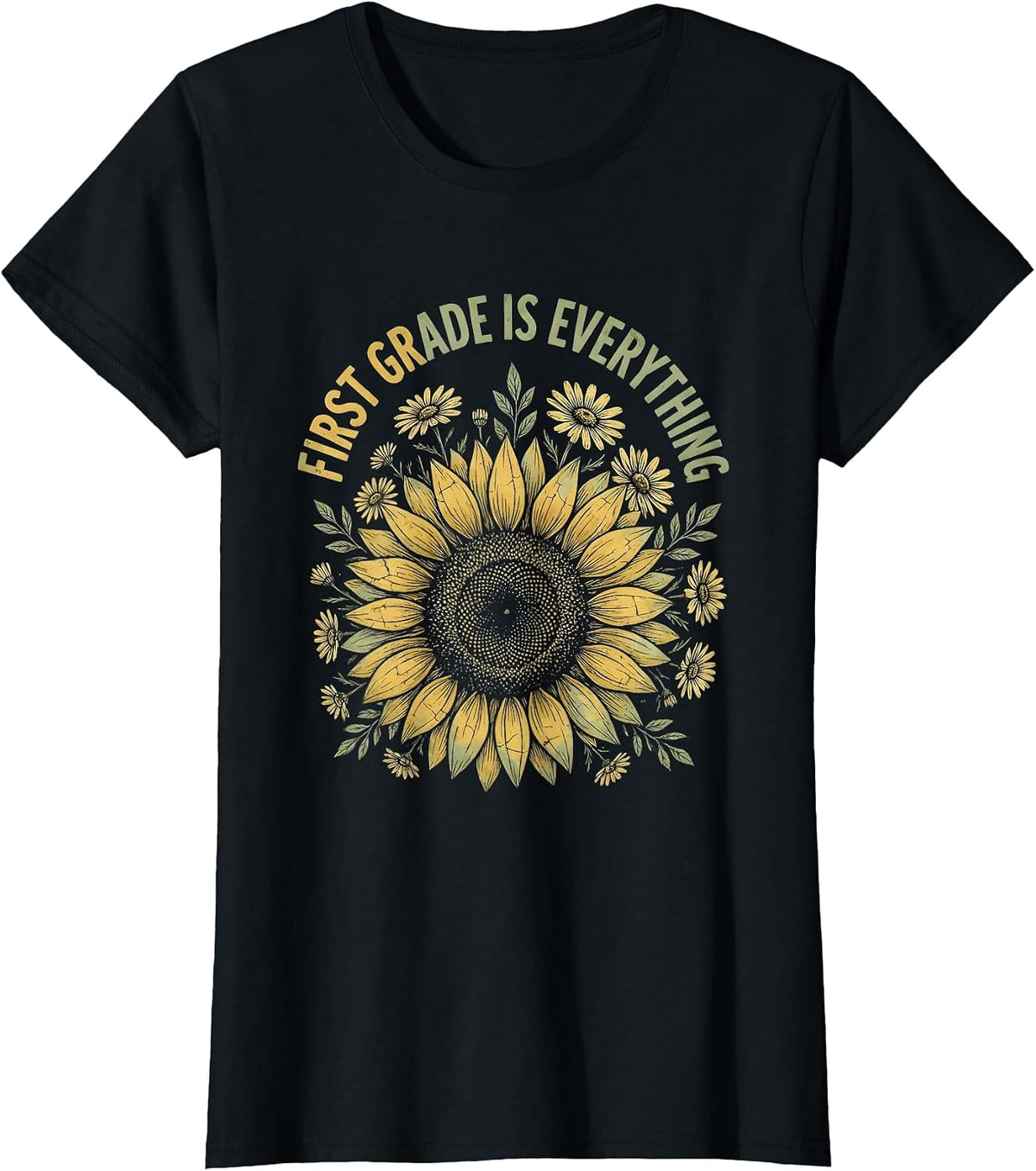 First Grade Is Everything Teacher Design T-Shirt - Black