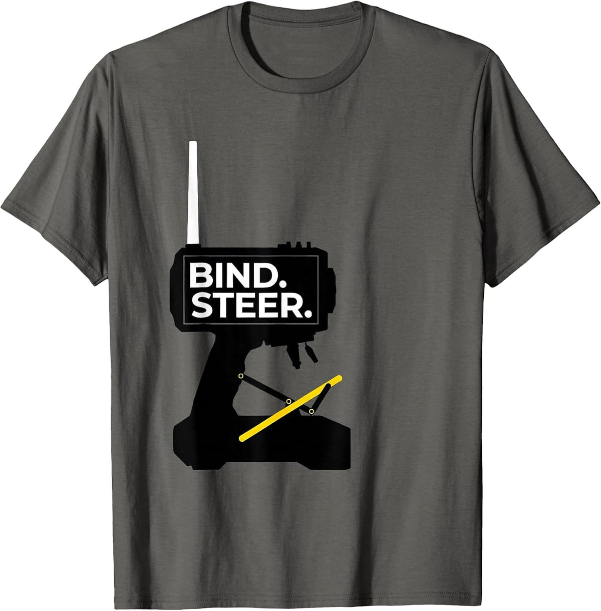 Bind. Steer Swiss International RC Car Racing Drag Racing T-Shirt - Asphalt Grey