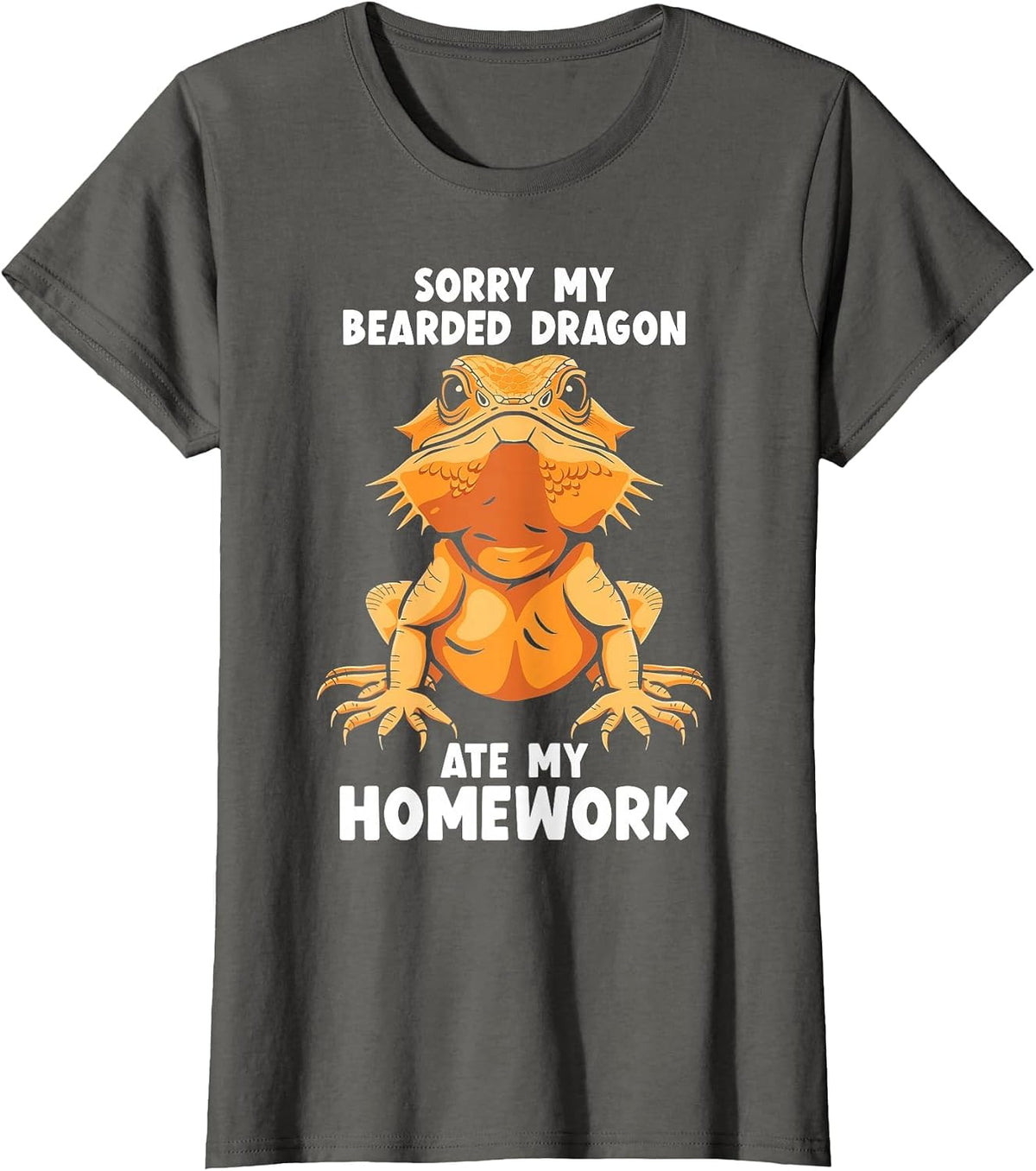 Sorry My Bearded Dragon Ate My Homework Funny Reptile Lover T-Shirt - Asphalt Grey