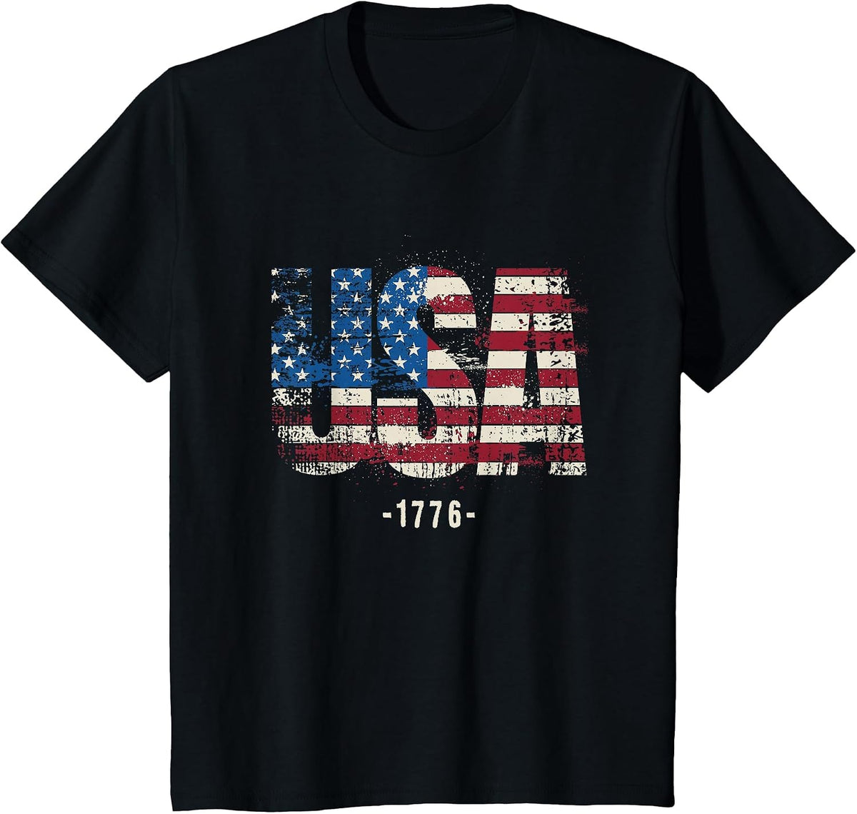 USA 1776 | Cool Patriotic United States of America Flag T-Shirt - Black