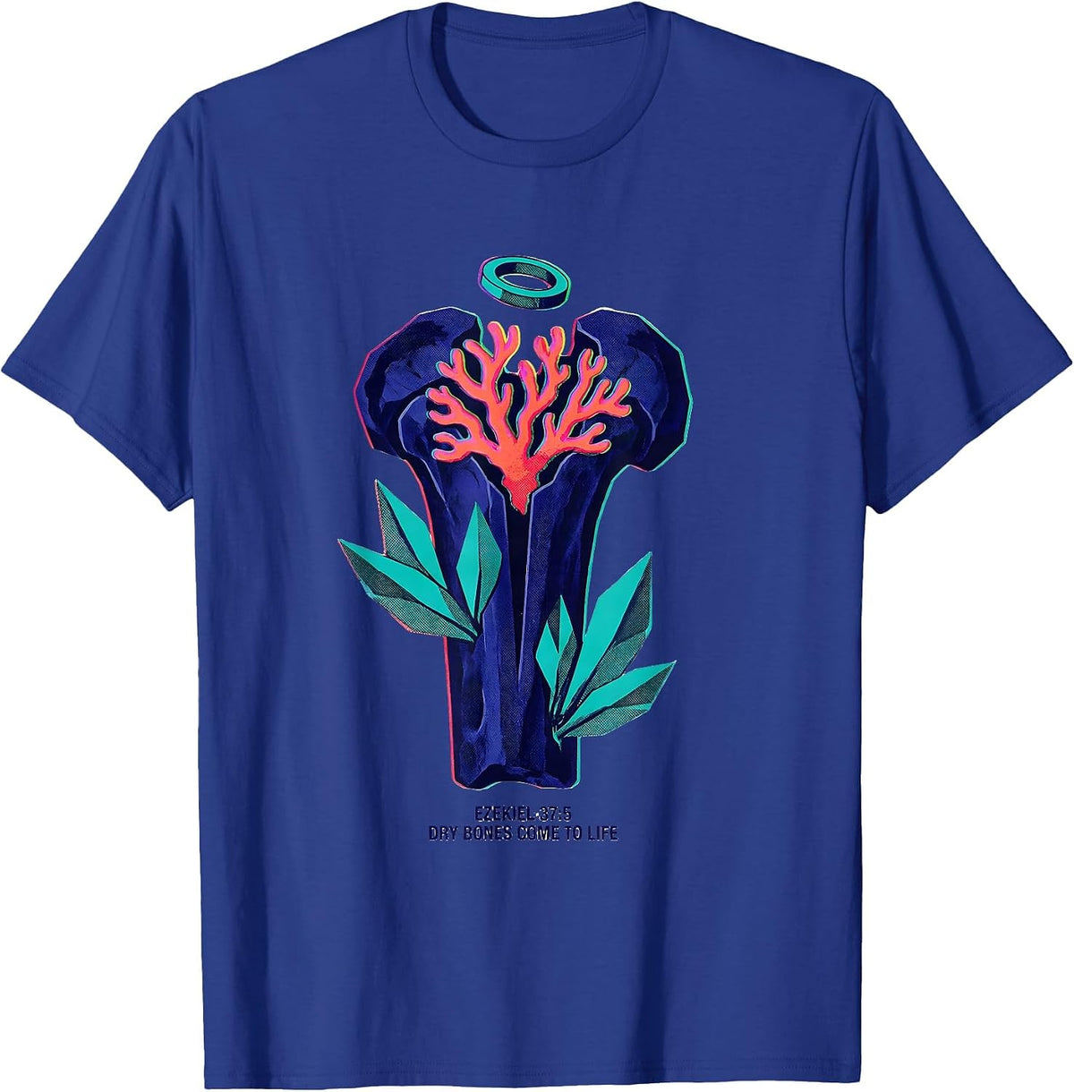 Men's Ezekiel 37:5 Dry Bones Come To Life Christian Skeleton Humor T-Shirt - Royal Blue