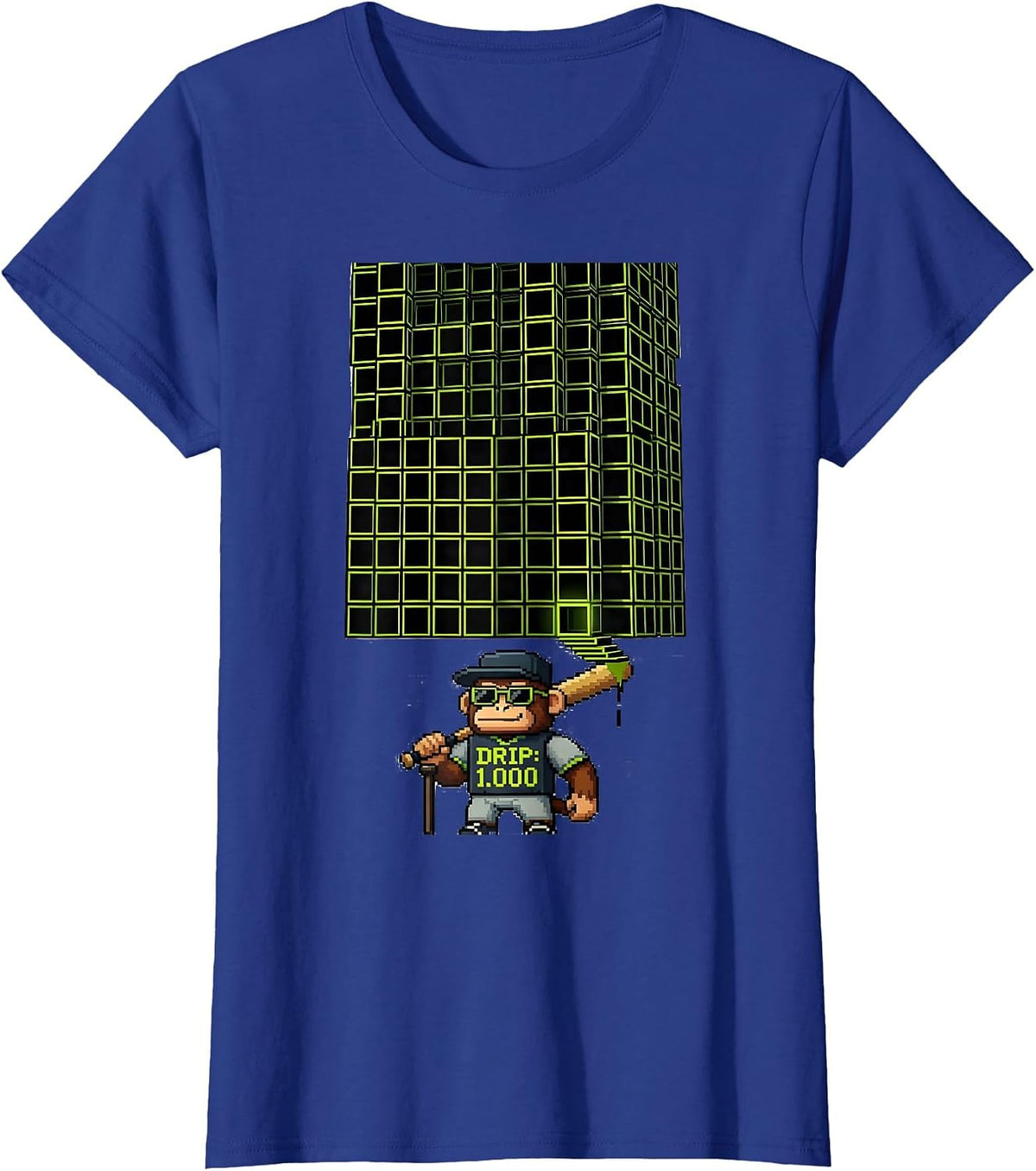 Women's Drip: 1.000 Pixel Art Monkey Baseball Streetwear Youth Humor T-Shirt - Royal Blue