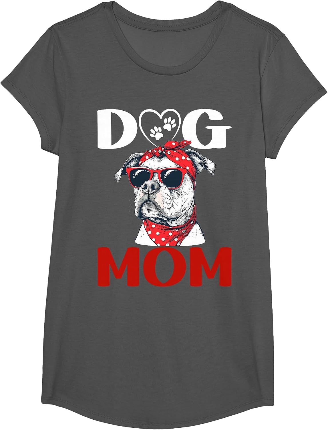 Pitbull Terrier Dog Dog Mom T-Shirt - Girls Asphalt Grey