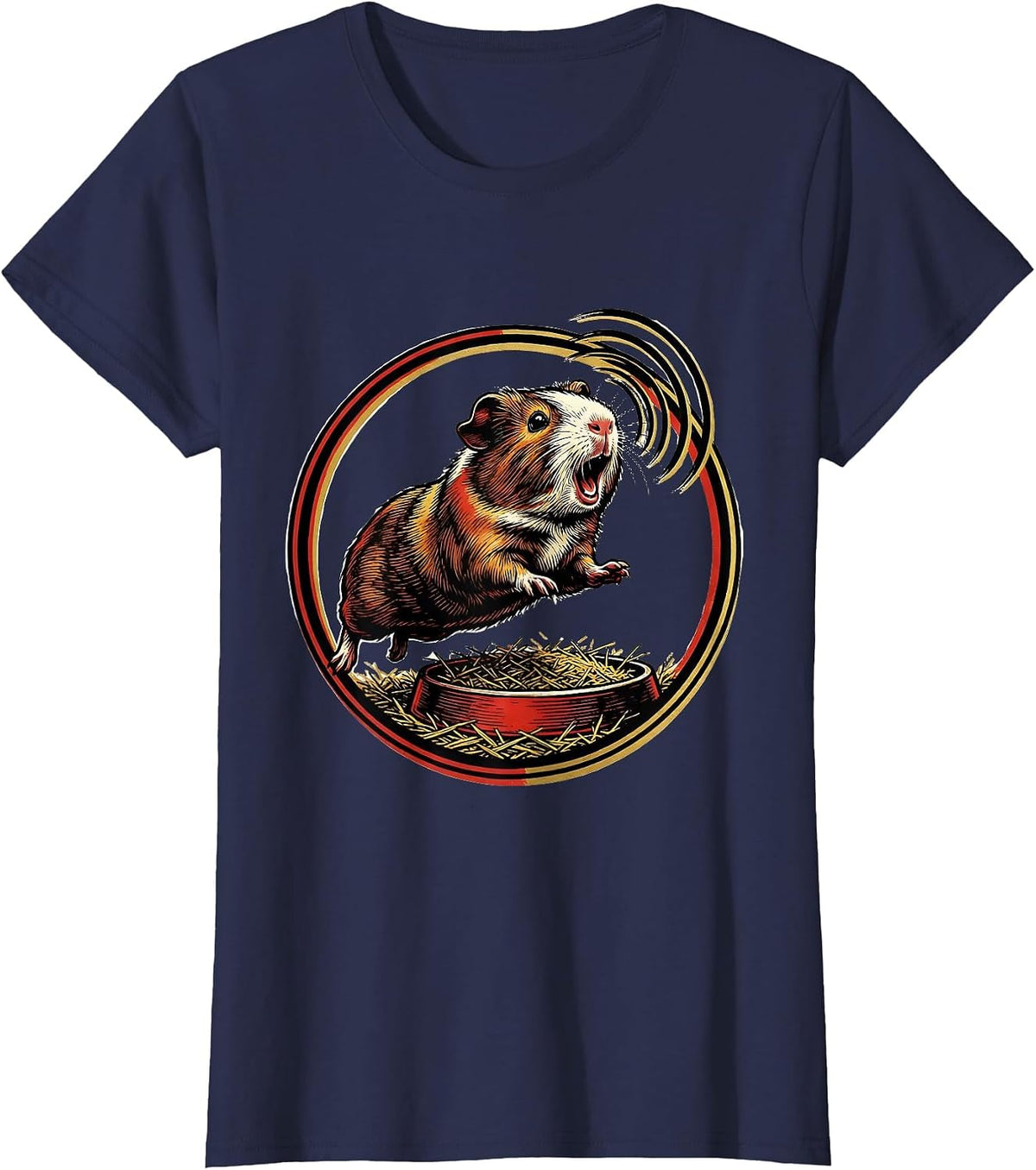 Women's Sealed Guinea Pig Badge Funny Pet Lover Gift T-Shirt - Navy Blue