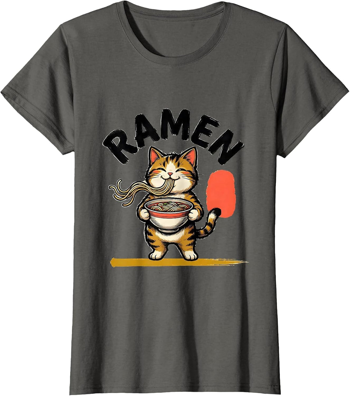 Women's RAMEN Kawaii Anime Cat Japanese Humor Ramen Lover Gift T-Shirt - Asphalt Grey