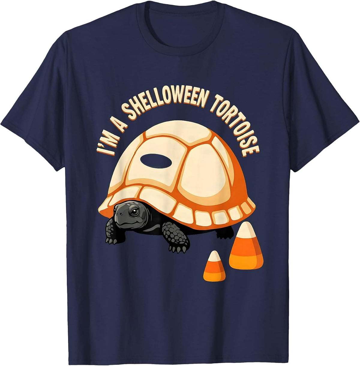 Men's I'm a Shelloween Tortoise Funny Halloween Costume T-Shirt - Navy Blue