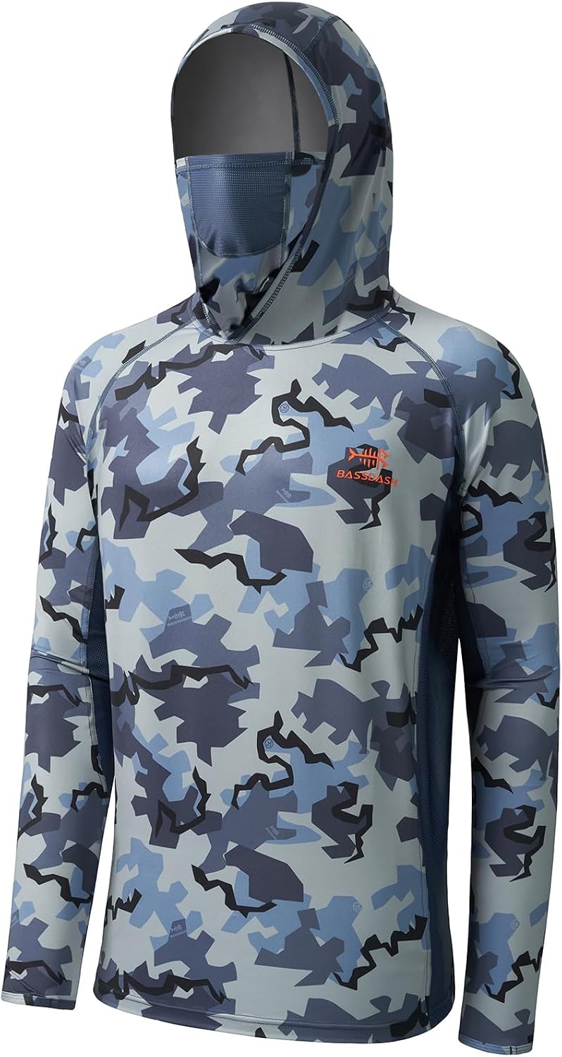 BASSDASH Men's UPF 50+ Camo Long Sleeve Hunting Fishing Hoodie Shirt - Rock