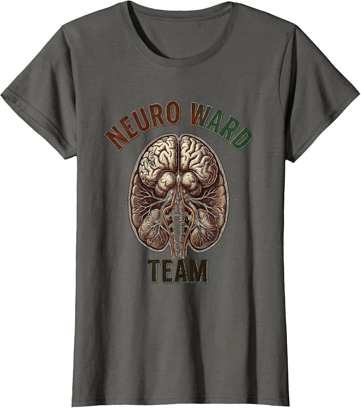 Women's Neuro Ward Team Vintage Human Anatomy Brain Science Student T-Shirt - Asphalt Grey