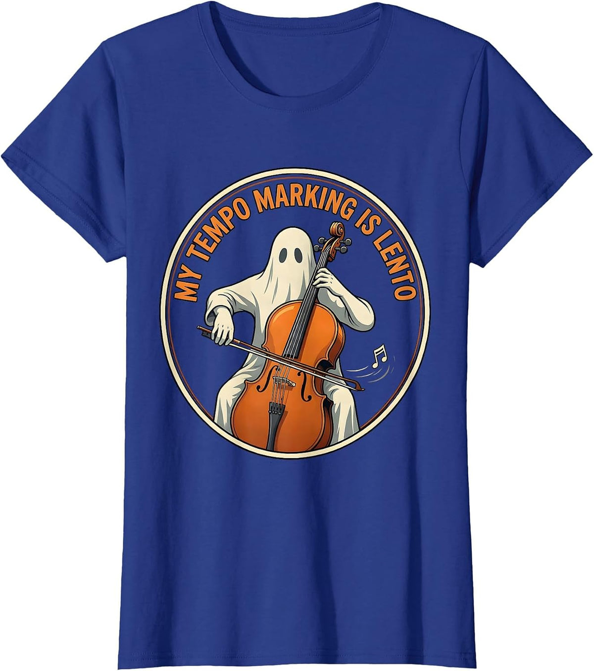 Women's My Tempo Marking Is Lento Funny Music Teacher Ghost T-Shirt - Royal Blue
