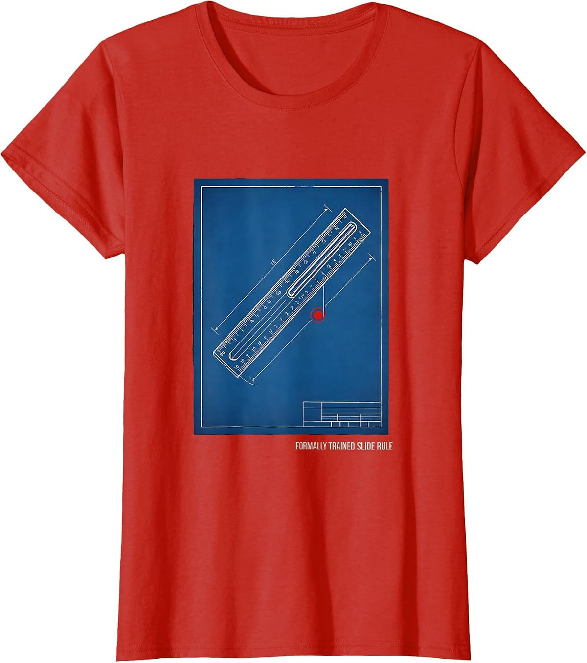 Formally Trained Slide Rule Retro Math Engineer Analog T-Shirt - Red