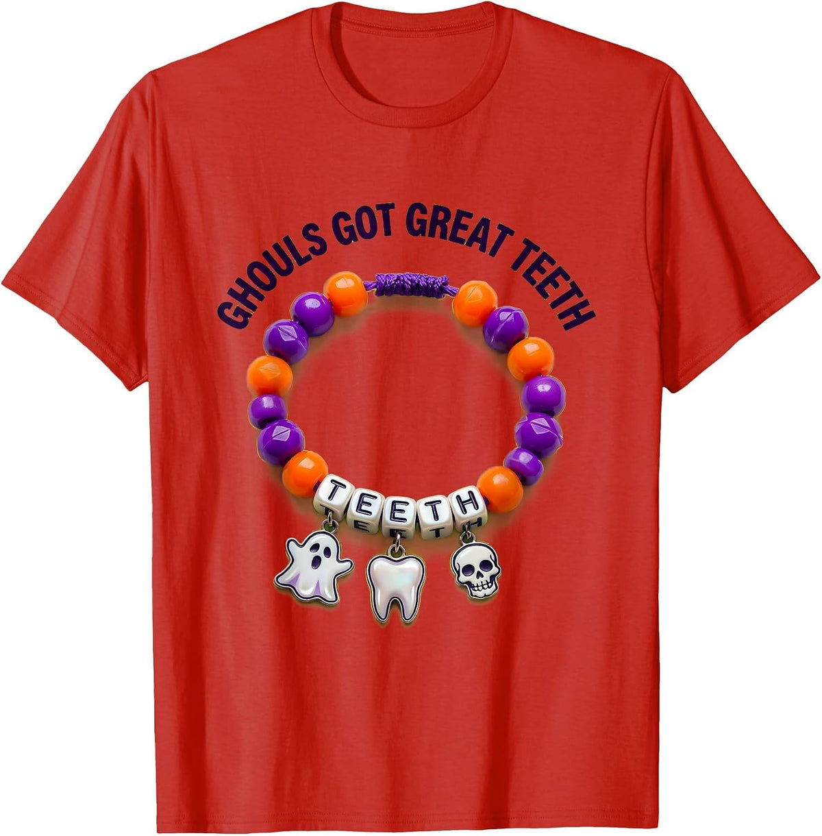 Men's Ghouls Got Great Teeth Halloween Dental Design T-Shirt - Red