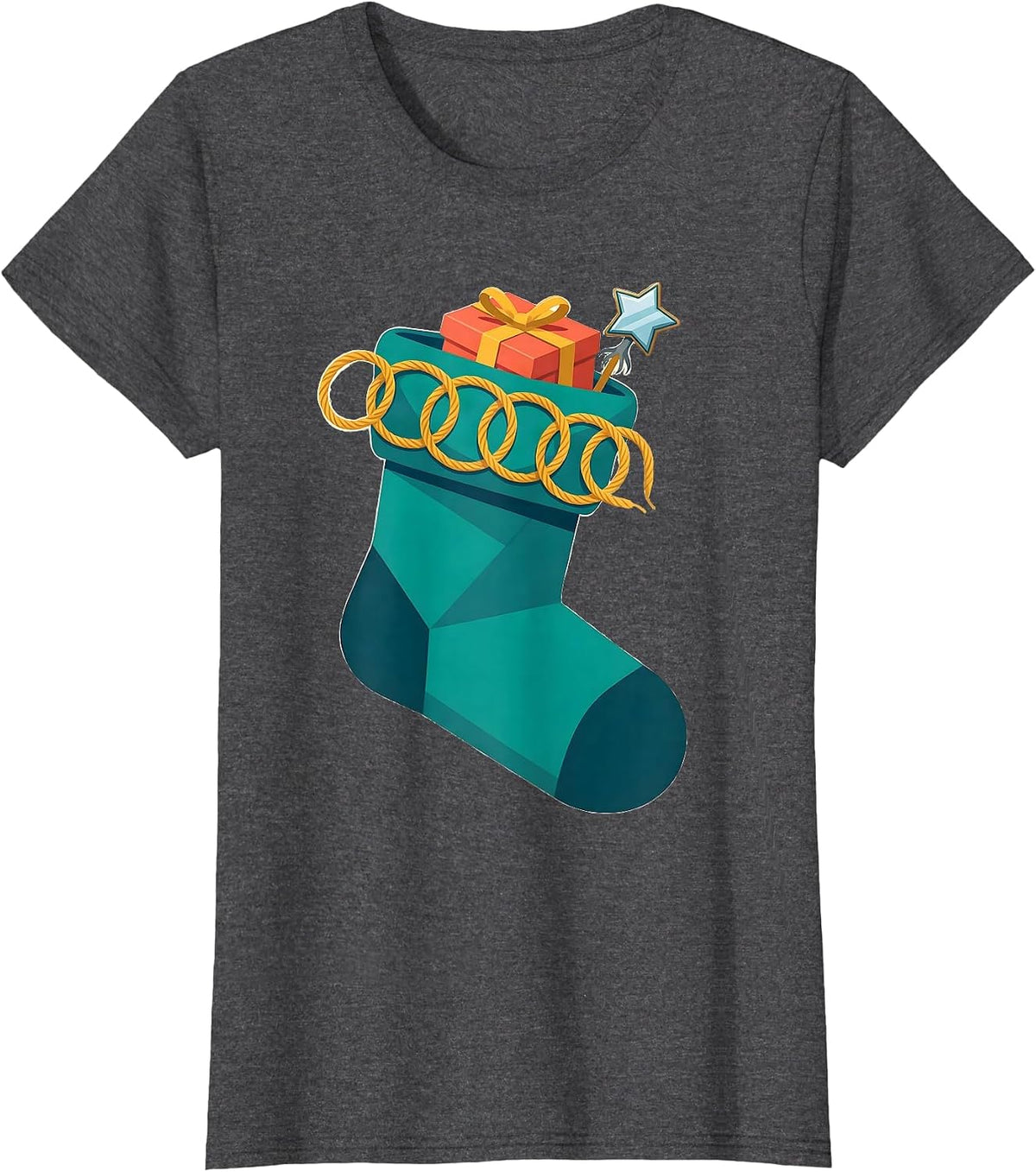 Women's Dental Bib Christmas Stocking Dentist Dental Office Gift T-Shirt - Dark Heather Grey