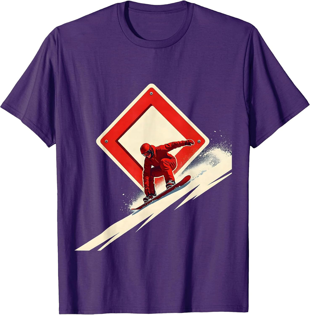Men's Double Diamond Snowboarder Ski Dad Winter Humor T-Shirt - Purple