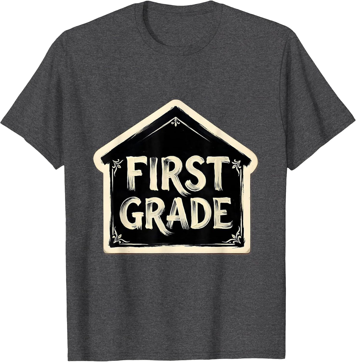 First Grade Retro Teacher Student Back To School T-Shirt - Dark Heather Grey