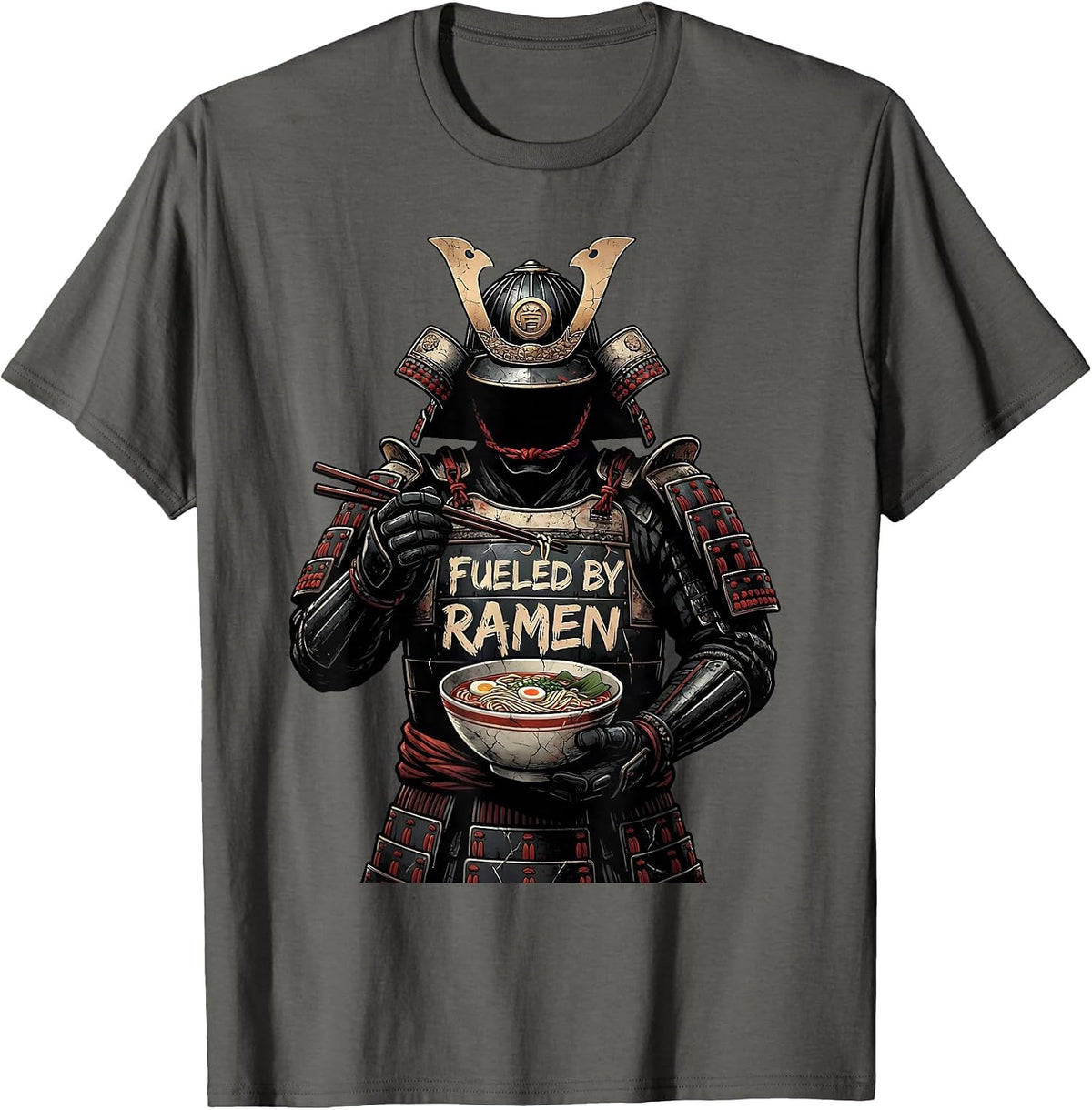 Fueled by Ramen Japanese Noodle Lover Design T-Shirt - Asphalt Grey