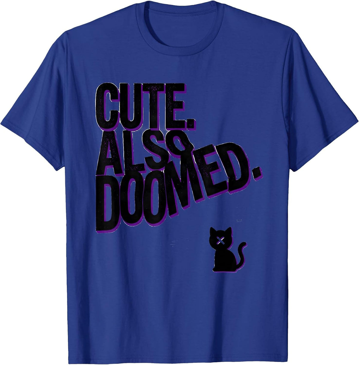 Men's Cute Also Doomed Pastel Goth Kawaii Creepy Cat New Wave T-Shirt - Royal Blue