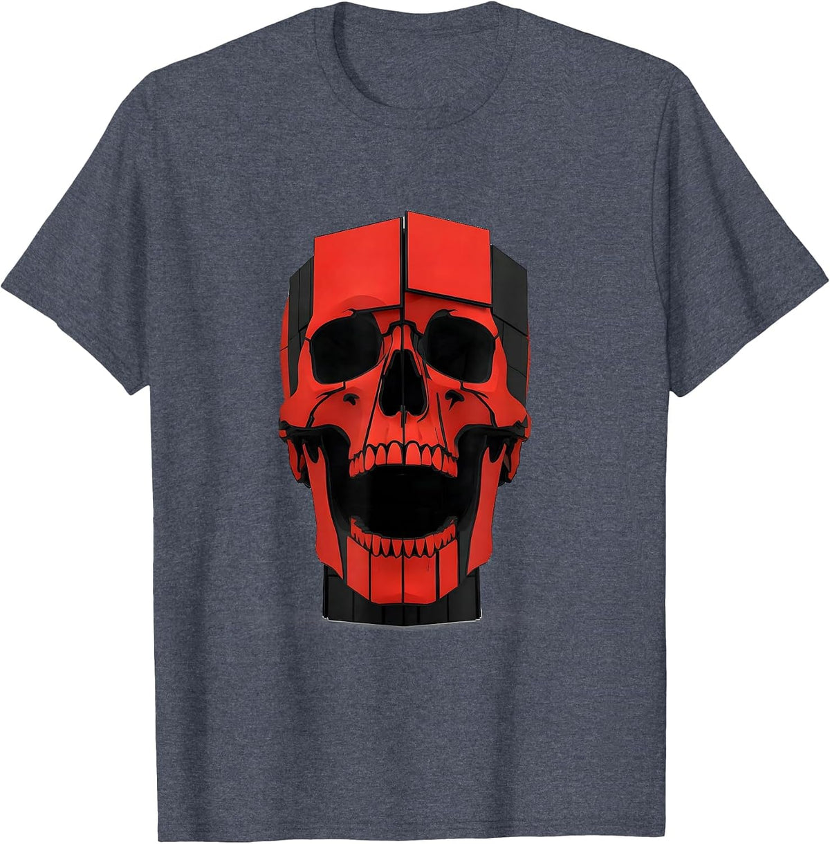Screaming Skull Gothic Horror Alt Aesthetic Creature T-Shirt - Heather Blue