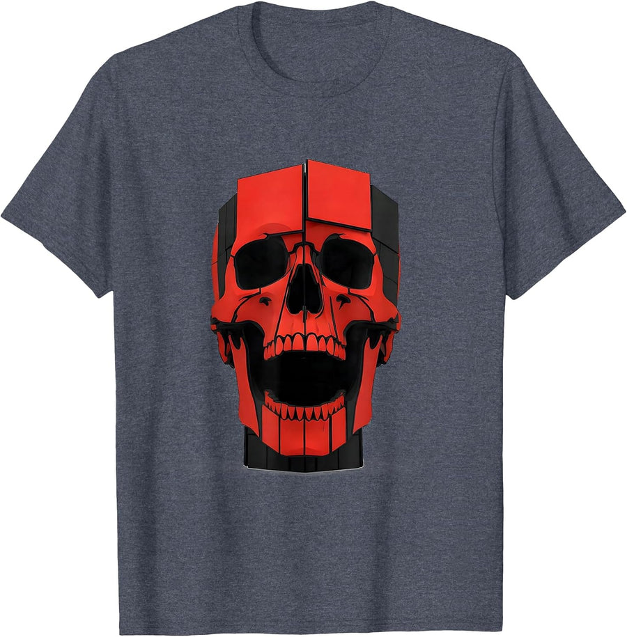 Screaming Skull Gothic Horror Alt Aesthetic Creature T-Shirt - Heather Blue