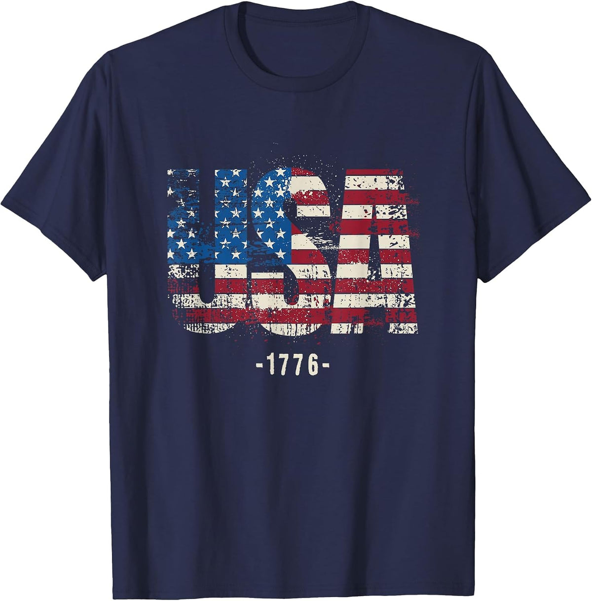 USA 1776 | Cool Patriotic United States of America Flag T-Shirt - Navy Blue
