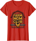 Women's Farm Mom Club Funny Mom Grandma Mother Day Gift T-Shirt - Red