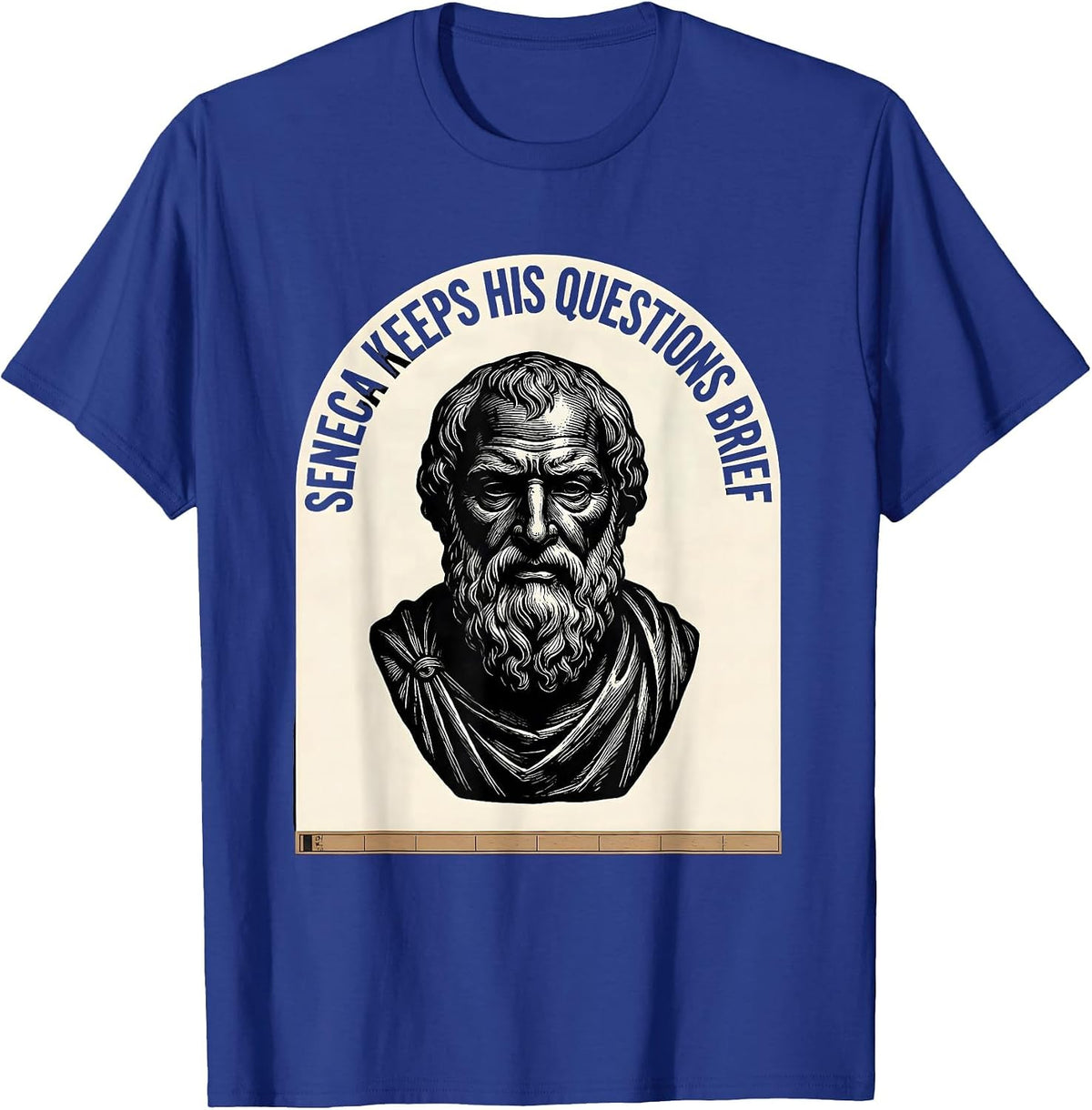 Seneca Keeps His Questions Brief Funny Philosopher Pun Meme T-Shirt - Royal Blue