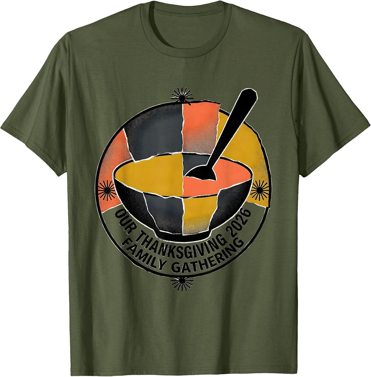 Men's Our Thanksgiving 2026 Family Gathering Midcentury Modern T-Shirt - Olive Green