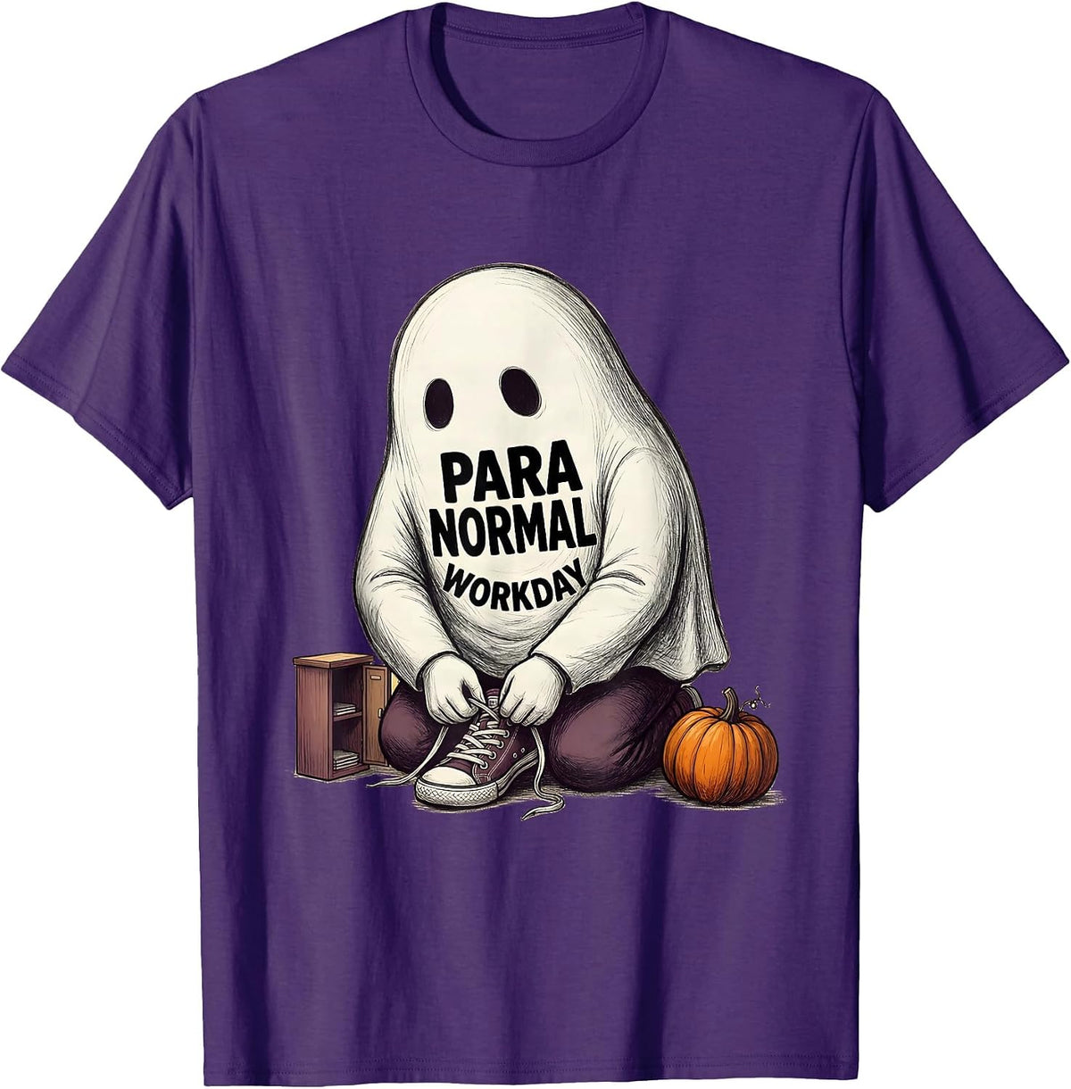 Men's Para Normal Workday Funny Ghost Paraprofessional Halloween T-Shirt - Purple