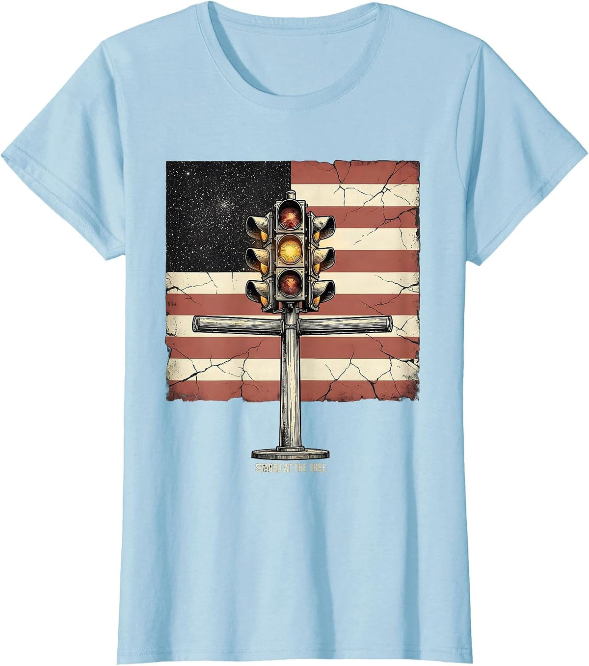 Women's Staged At The Tree Patriotic Drag Racing RC Car Hobbyist T-Shirt - Baby Blue