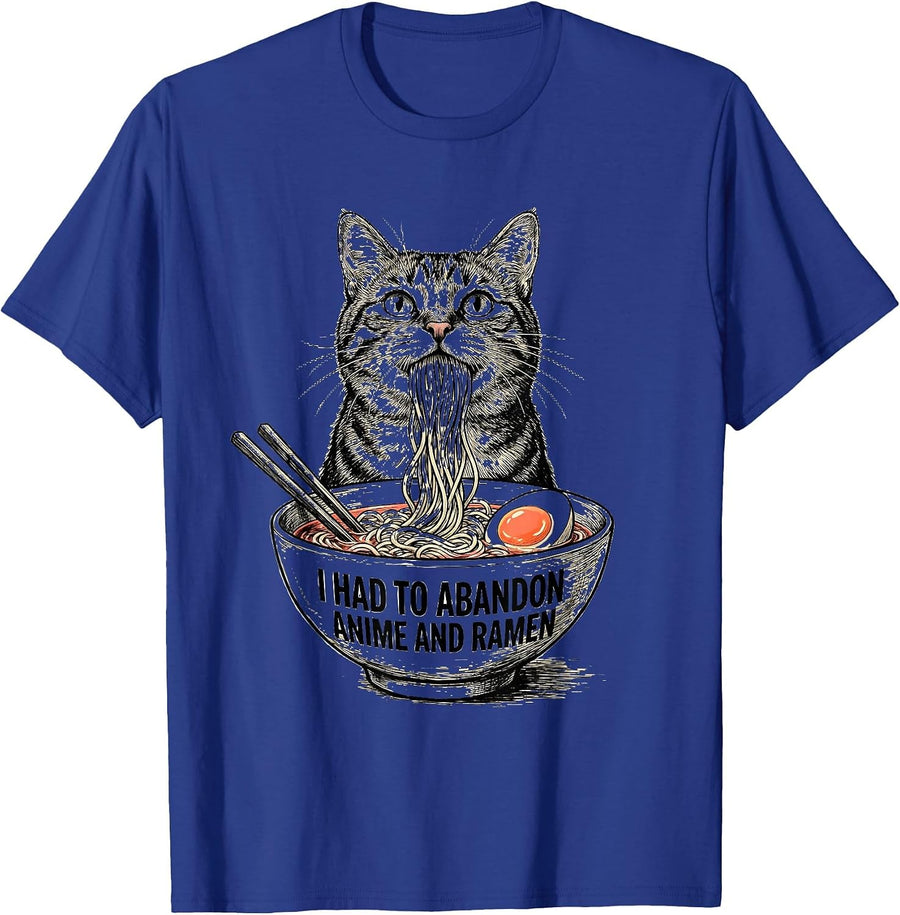 I Had To Abandon Anime And Ramen Funny Kawaii Cat Anime Gift T-Shirt - Royal Blue