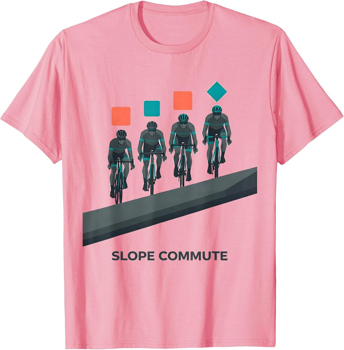 Men's Slope Commute Flat Vector Ski Snowboard Dad Humor T-Shirt - Pink