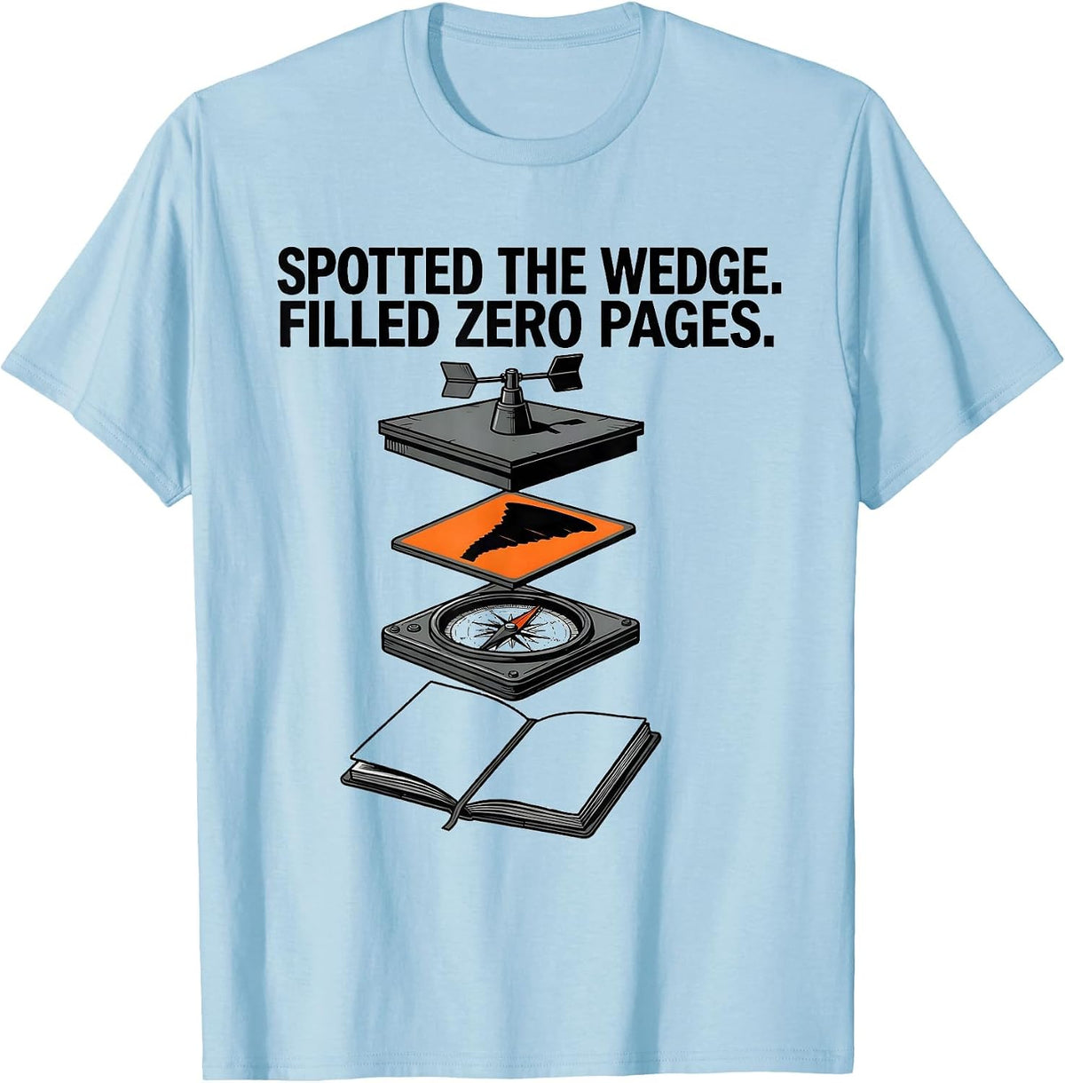Men's Spotted The Wedge Filled Zero Pages Storm Chaser Tornado T-Shirt - Baby Blue