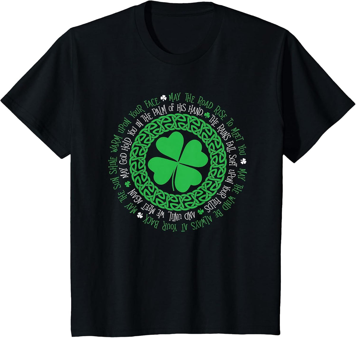 Irish Blessing Celtic Knot 4 Leaf Clover - St. Patrick's Day T-Shirt - Black