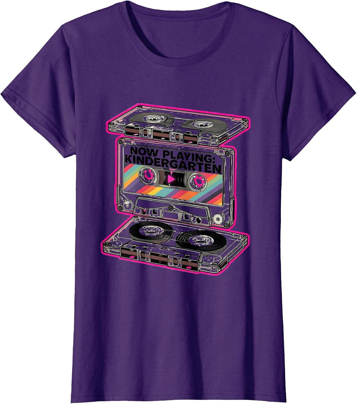 Women's Now Playing Kindergarten Exploded View Technical Teacher T-Shirt - Purple