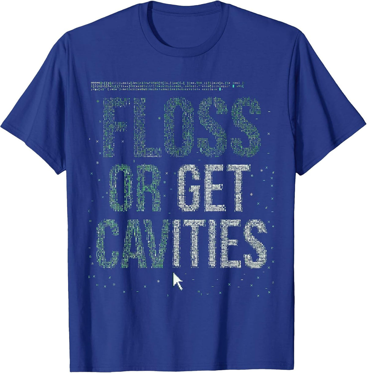 Men's Halloween Dental Floss or Get Cavities Design T-Shirt - Royal Blue