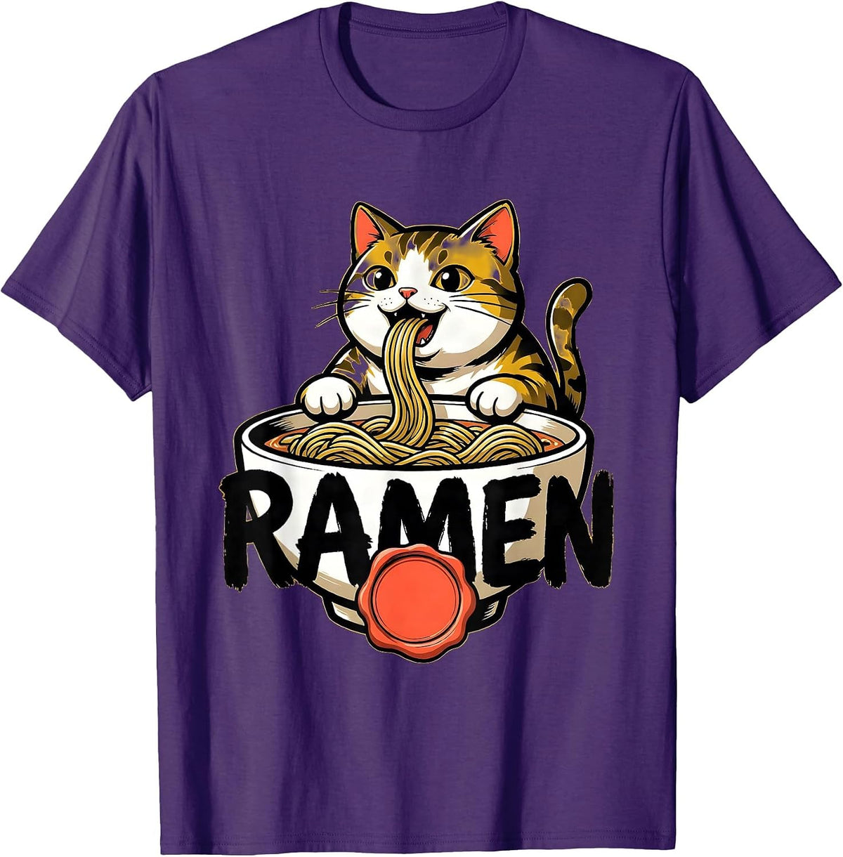RAMEN Bold Kawaii Anime Cat Ramen Lover Gift T-Shirt - Purple