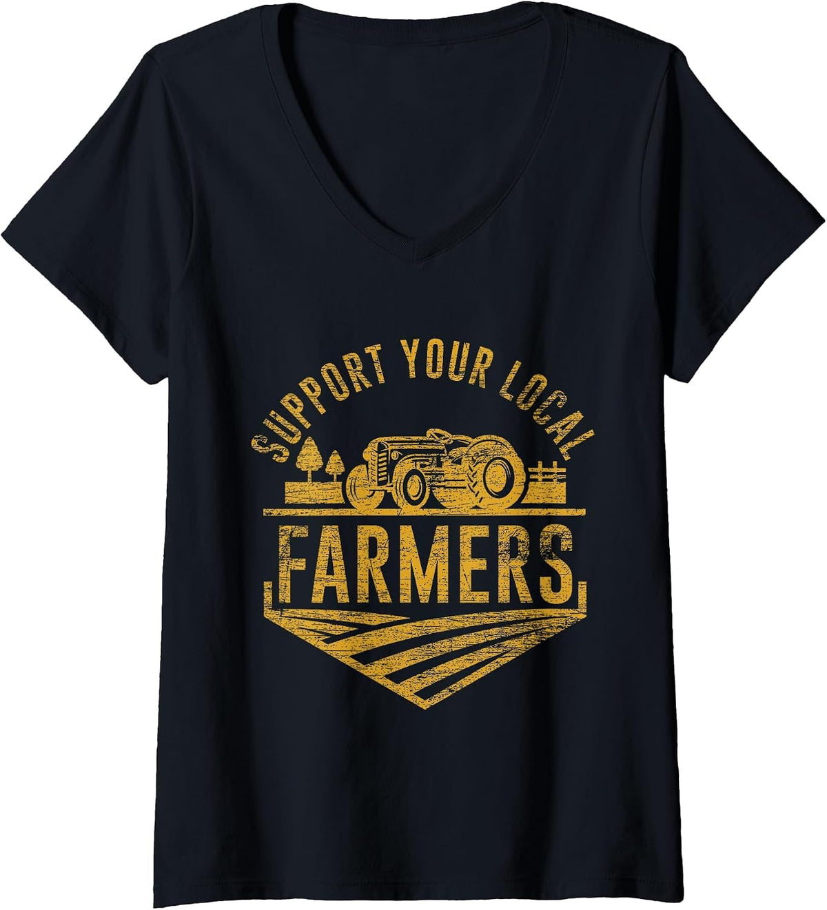 Women's Support Your Local Farmers V-Neck T-Shirt - Black