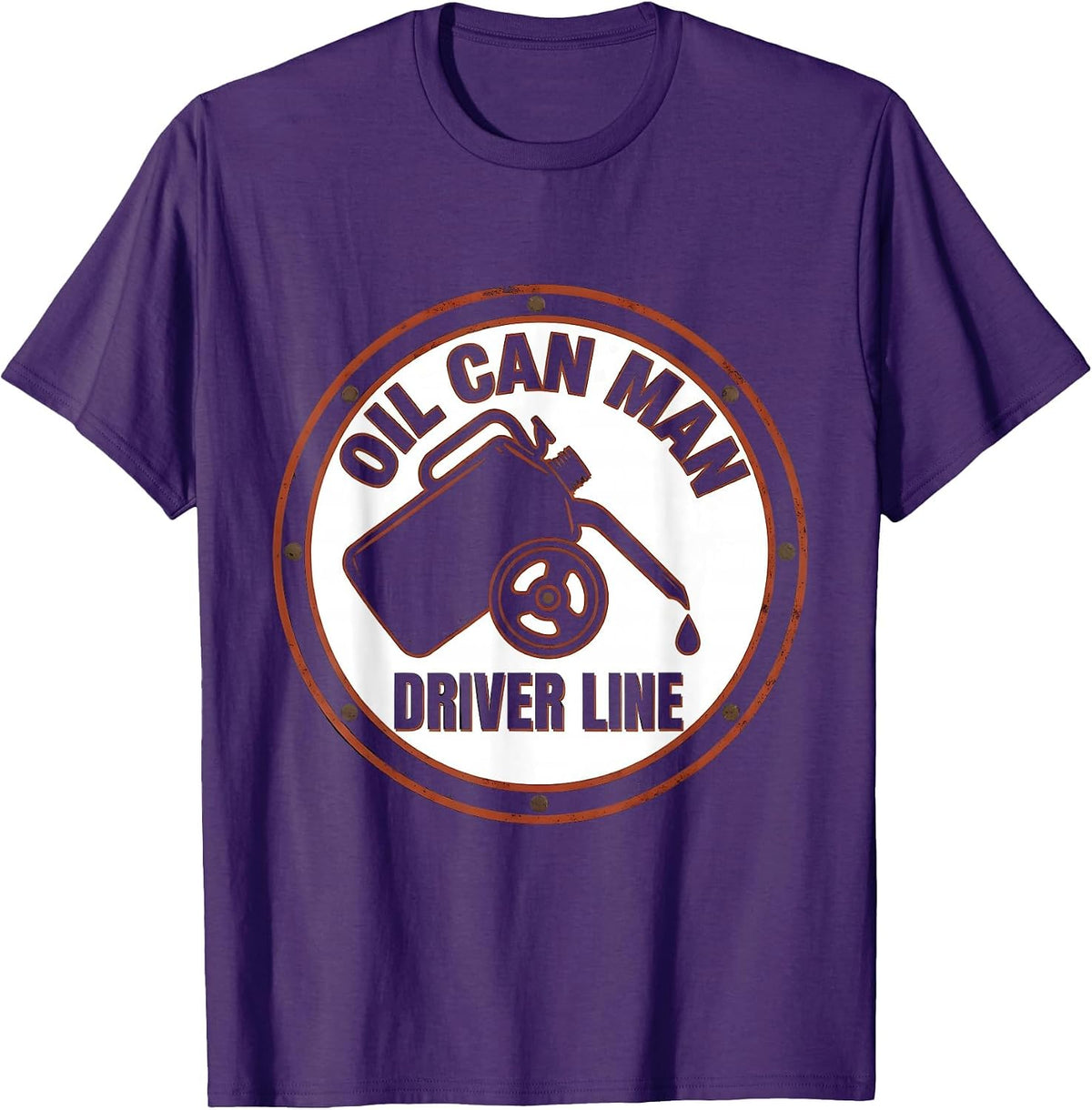 Men's Oil Can Man Driver Line Vintage Steam Locomotive Train T-Shirt - Purple