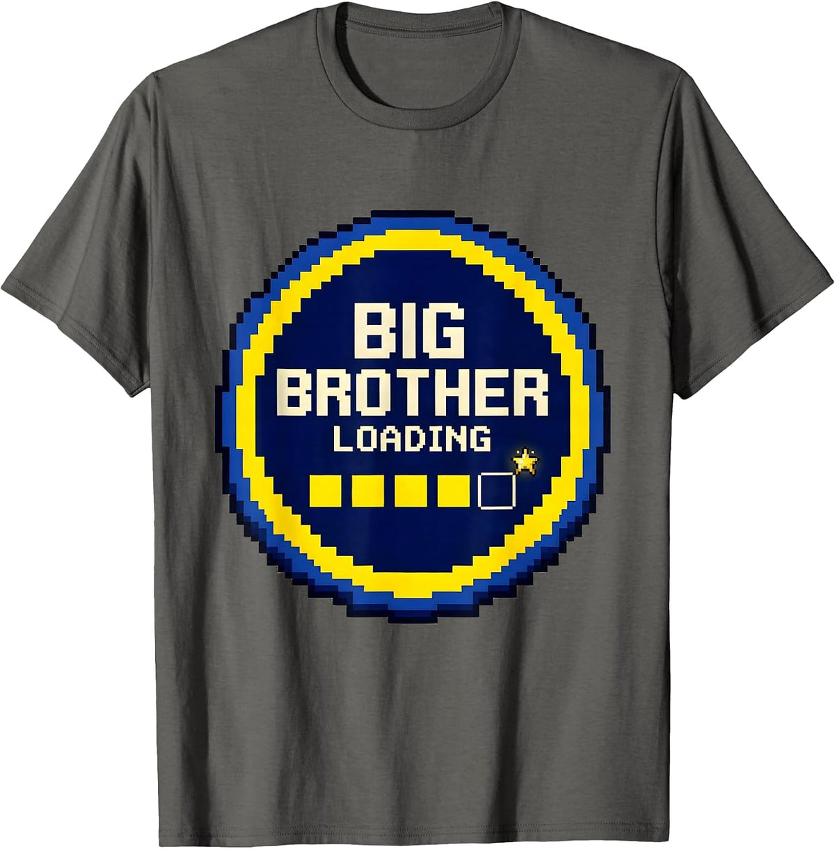 Big Brother Loading Pixel Art Funny Sibling Announcement T-Shirt - Asphalt Grey