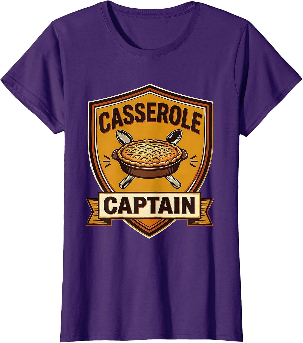 Women's Casserole Captain Funny Thanksgiving Family Humor Matching T-Shirt - Purple