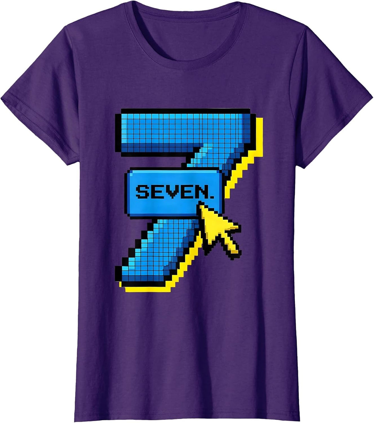 Women's SEVEN Pixel Art Funny Halloween Couple Costume T-Shirt - Purple