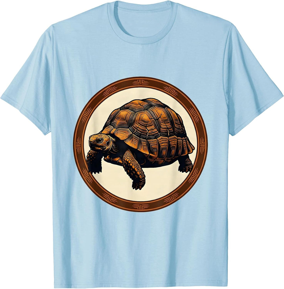 Men's Desert Tortoise Cracked Saddle Shell Western Art T-Shirt - Baby Blue