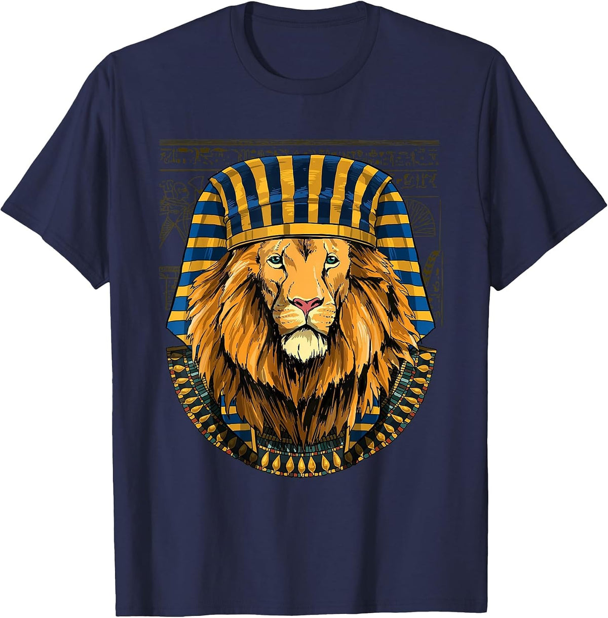 Lion Egyptian Pharaoh Historian Archaeologist T-Shirt - Navy Blue