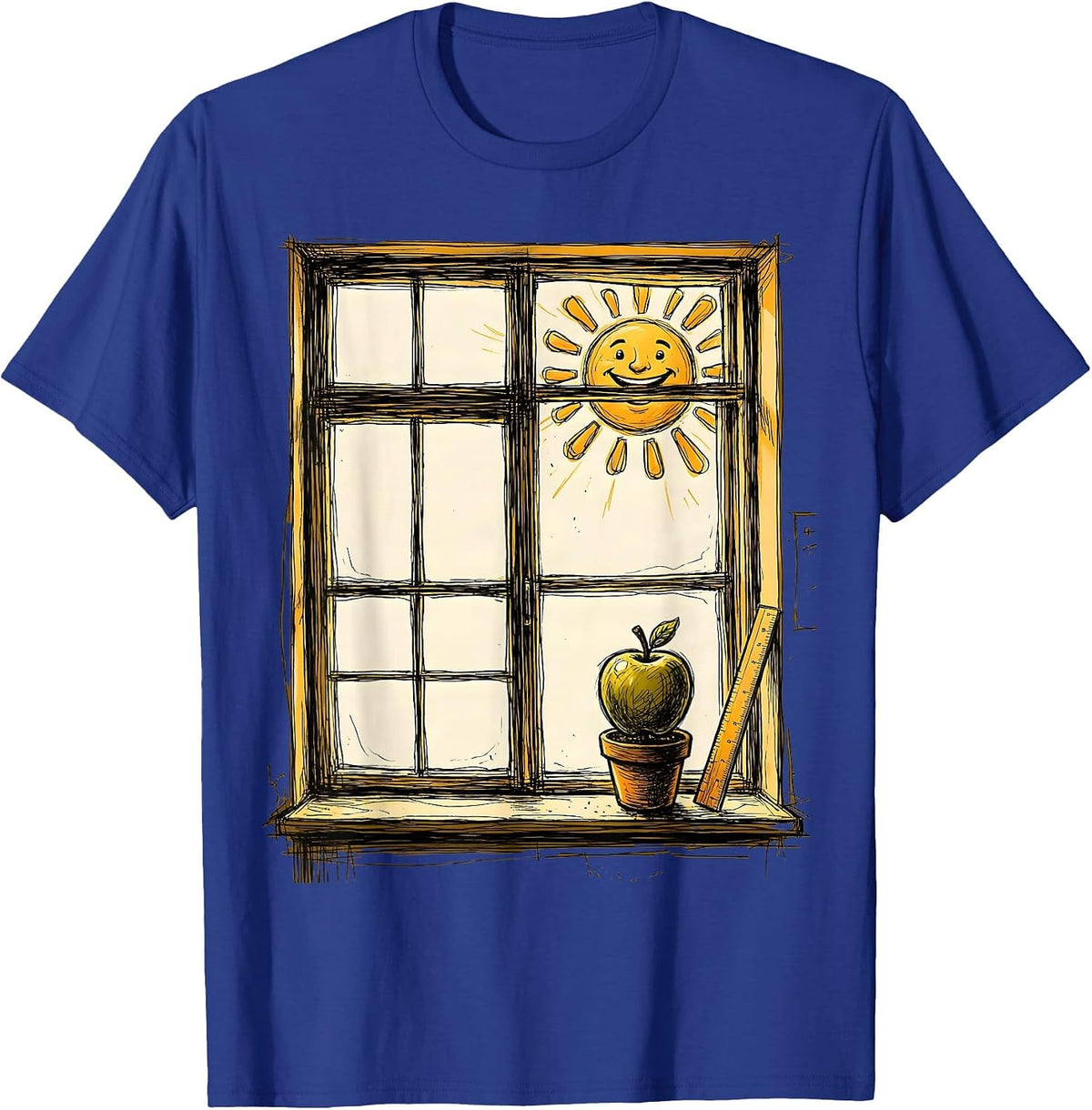 First Grade Teacher Sunshine Classroom Window T-Shirt - Royal Blue