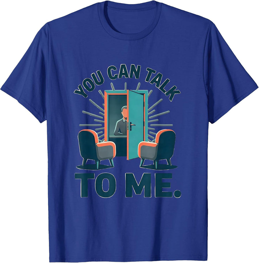 You Can Talk To Me Groovy Retro School Counselor T-Shirt - Royal Blue